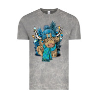 Cloud Rock Winter long haired Cow Vintage Tee - NancyCooperArtShop