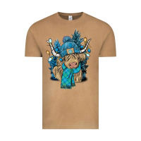 Vintage Camel Winter long haired Cow Vintage Tee - NancyCooperArtShop
