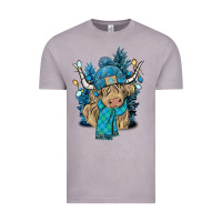 Vintage Zinc Winter long haired Cow Vintage Tee - NancyCooperArtShop