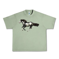 Oil Green American Paint Horse Urban Heavy Tee - LillyAllenDesigns