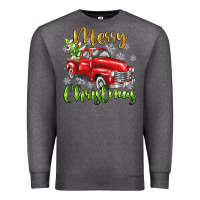 Charcoal Heather Merry Christmas truck Premium Sweatshirt - texasbilliewilder