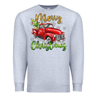 Heather Grey Merry Christmas truck Premium Sweatshirt - texasbilliewilder