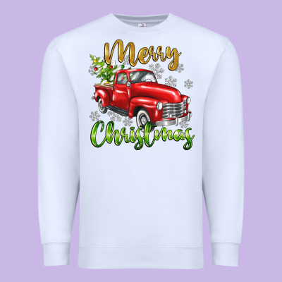 Merry Christmas Truck Premium Sweatshirt Designed By Texasbilliewilder