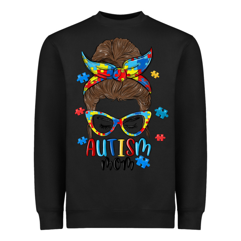 Messy Bun Autism Mom Heavyweight Sweatshirt by MaliasSmallBusiness | Teevron