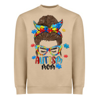 Mushroom messy bun autism mom Heavyweight Sweatshirt - MaliasSmallBusiness