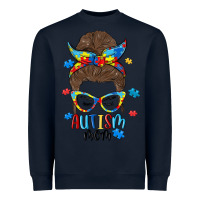 Navy messy bun autism mom Heavyweight Sweatshirt - MaliasSmallBusiness
