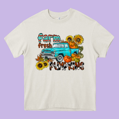 Farm Fresh Pumpkin Heavy Core Tee Designed By Cowhidedigitalart