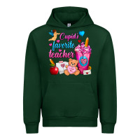 Forest Green Cupid's Favorite Teacher Valentine's Day Frappe Urban Hoodie - FaDigitalArtStudio