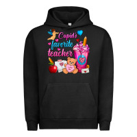 Pigment Black Cupid's Favorite Teacher Valentine's Day Frappe Urban Hoodie - FaDigitalArtStudio