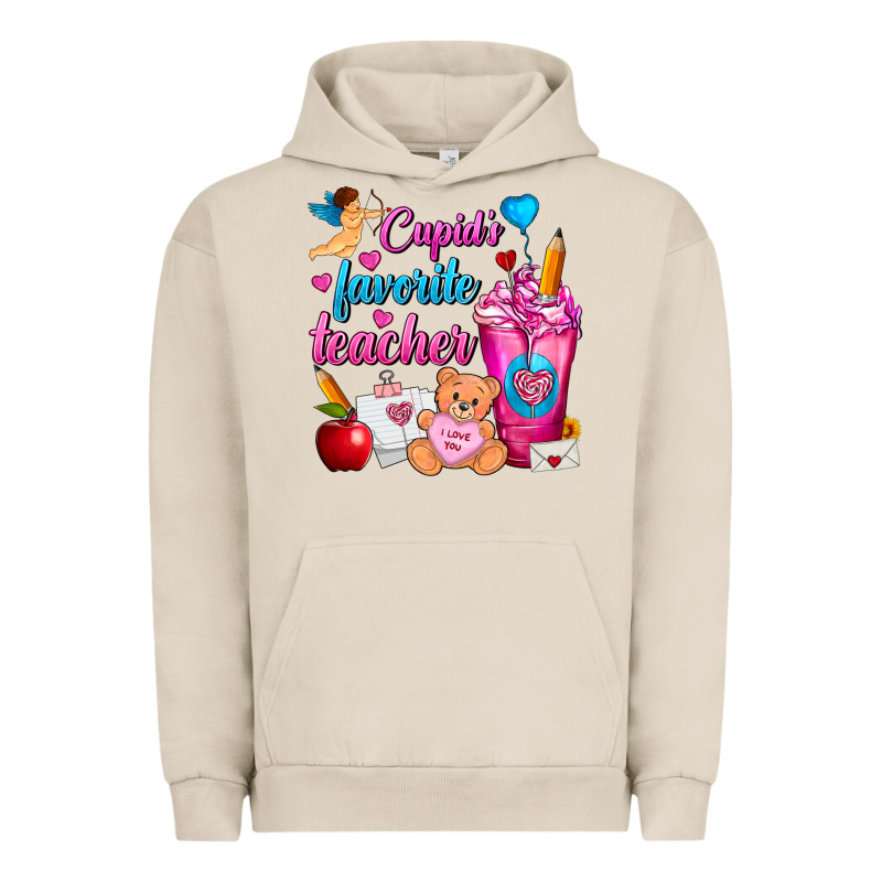 Cupid's Favorite Teacher Valentine's Day Frappe Urban Hoodie by FaDigitalArtStudio | Teevron