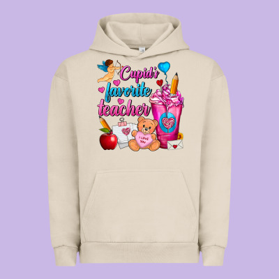Cupid's Favorite Teacher Valentine's Day Frappe Urban Hoodie Designed By Fadigitalartstudio