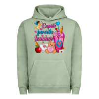 Pigment Oil Green Cupid's Favorite Teacher Valentine's Day Frappe Urban Hoodie - FaDigitalArtStudio
