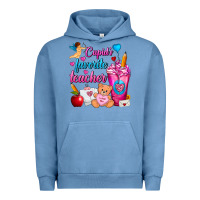 Pigment Pebble Blue Cupid's Favorite Teacher Valentine's Day Frappe Urban Hoodie - FaDigitalArtStudio