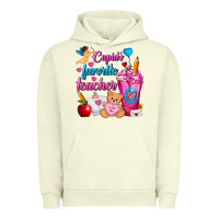 Pigment Pistachio Cupid's Favorite Teacher Valentine's Day Frappe Urban Hoodie - FaDigitalArtStudio