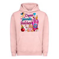 Pigment Salmon Cupid's Favorite Teacher Valentine's Day Frappe Urban Hoodie - FaDigitalArtStudio