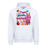 White Cupid's Favorite Teacher Valentine's Day Frappe Urban Hoodie - FaDigitalArtStudio