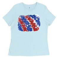 Baby Blue Patriotic tie dye background Ladies Tee - CowGirlArtShop