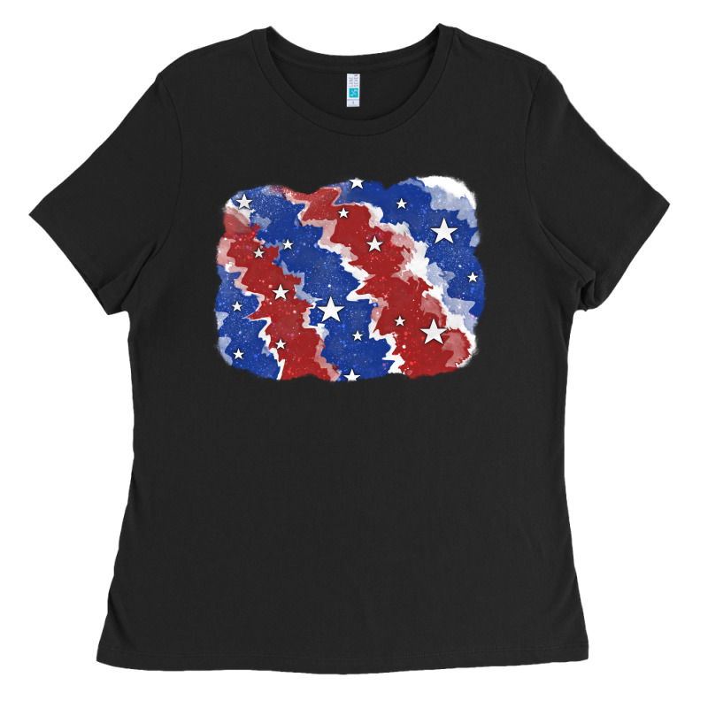 Patriotic Tie Dye Background Ladies Tee by CowGirlArtShop | Teevron