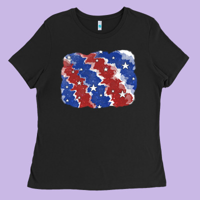 Patriotic Tie Dye Background Ladies Tee Designed By Cowgirlartshop