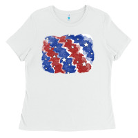 White Patriotic tie dye background Ladies Tee - CowGirlArtShop