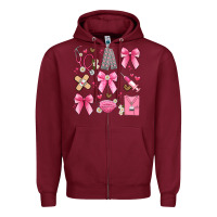 Burgundy coquette bow nurse Zipper Hoodie - Artiststas