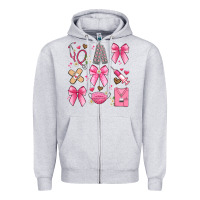 Heather Grey coquette bow nurse Zipper Hoodie - Artiststas