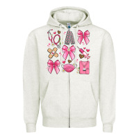 Oatmeal Heather coquette bow nurse Zipper Hoodie - Artiststas