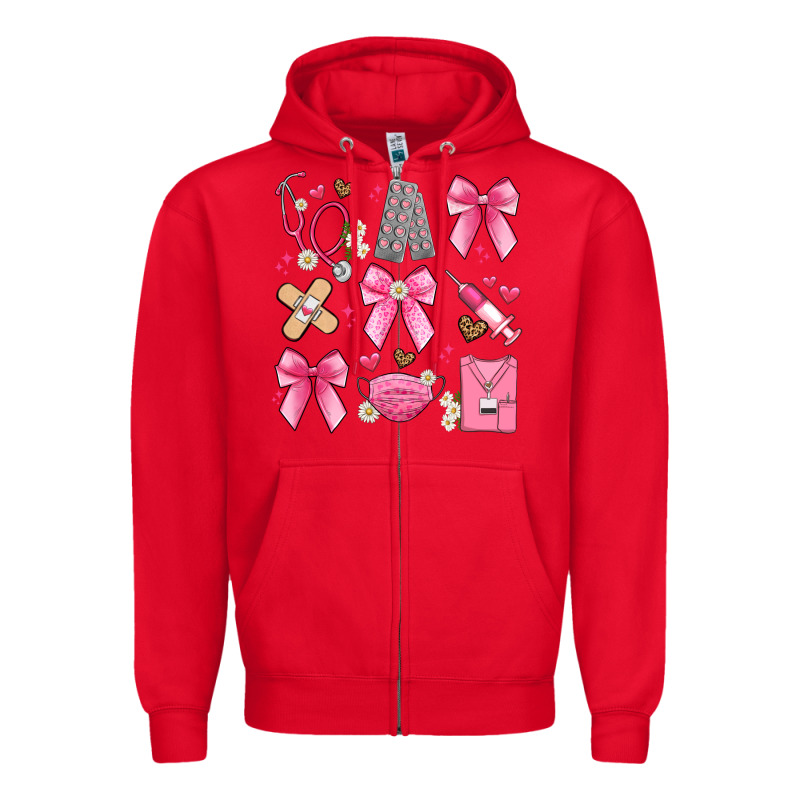 Coquette Bow Nurse Zipper Hoodie by Artiststas | Teevron