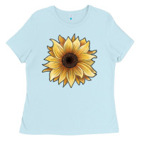 Baby Blue watercolor sunflower Ladies Tee - JahusDesignShop