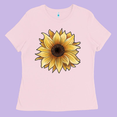 Watercolor Sunflower Ladies Tee Designed By Jahusdesignshop