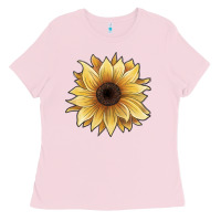 Bubblegum Pink watercolor sunflower Ladies Tee - JahusDesignShop