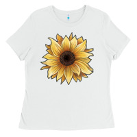 White watercolor sunflower Ladies Tee - JahusDesignShop