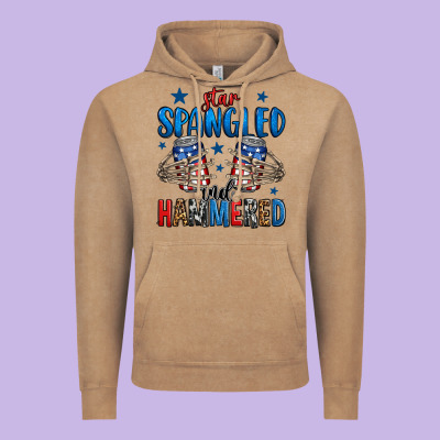 Star Spangled And Hammered Skeleton Hand Vintage Hoodie Designed By Jasminsmagicworld