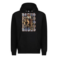 Black Rodeo Cowboy bull western Premium Hoodie - HowdyJamesFarm