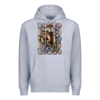Heather Grey Rodeo Cowboy bull western Premium Hoodie - HowdyJamesFarm