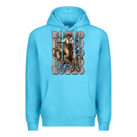 Ocean Blue Rodeo Cowboy bull western Premium Hoodie - HowdyJamesFarm