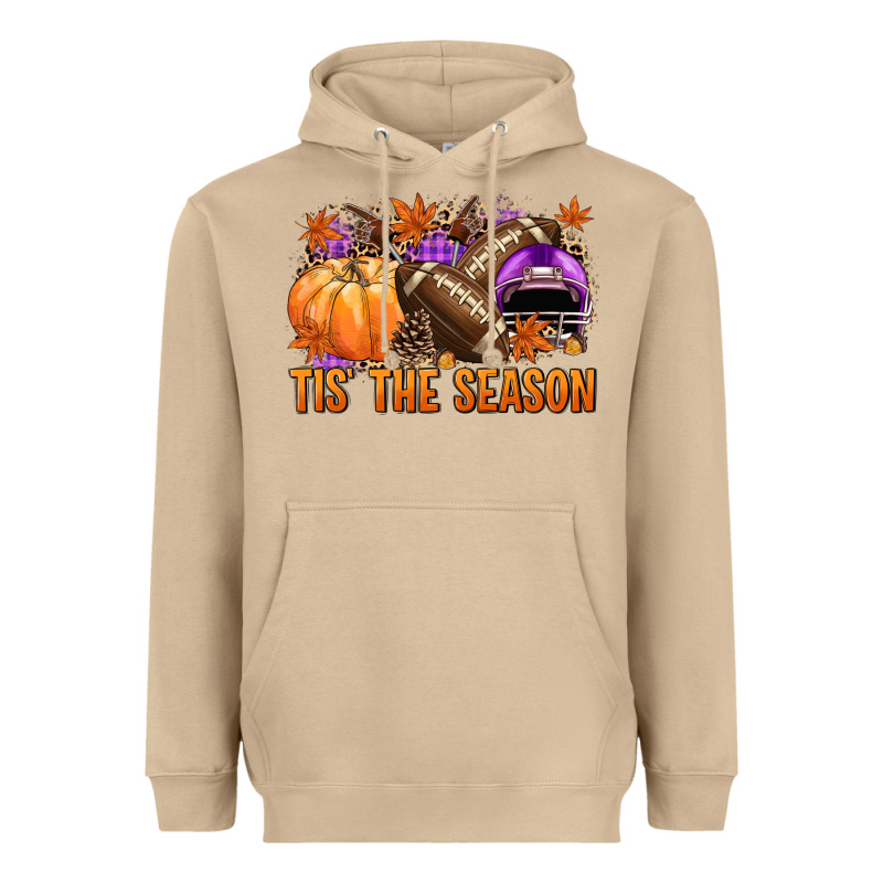 Tis' The Season Football Purple Helmet Heavyweight Hoodie by NancyCooperArtShop | Teevron