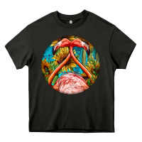 Asphalt flamingos with western background Heavy Core Tee - BarkalooDesign