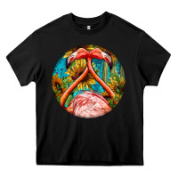 Black flamingos with western background Heavy Core Tee - BarkalooDesign