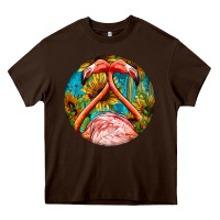 Chocolate Brown flamingos with western background Heavy Core Tee - BarkalooDesign