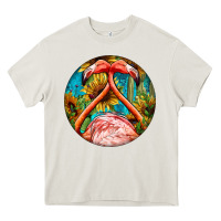 Cream flamingos with western background Heavy Core Tee - BarkalooDesign