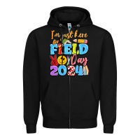 Black im just here for field day 2024 Zipper Hoodie - Artiststas