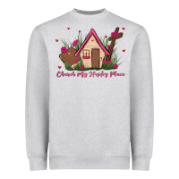 Heather Grey church is my happy place Heavyweight Sweatshirt - MaliasSmallBusiness