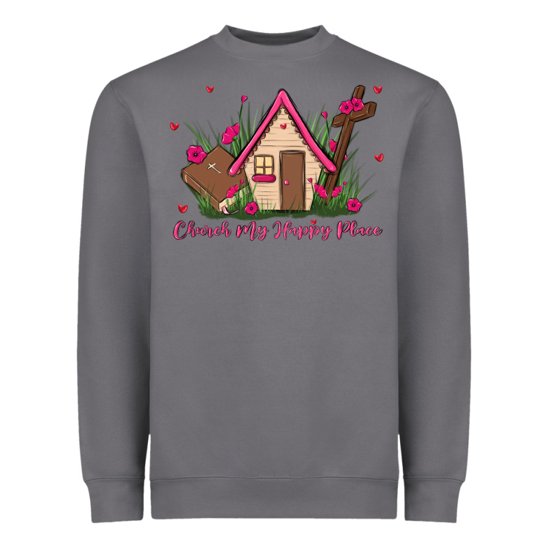 Church Is My Happy Place Heavyweight Sweatshirt by MaliasSmallBusiness | Teevron