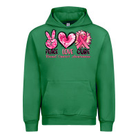 Emerald Peace love cure Breast Cancer Awareness Urban Hoodie - FaDigitalArtStudio