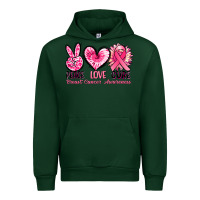 Forest Green Peace love cure Breast Cancer Awareness Urban Hoodie - FaDigitalArtStudio