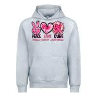 Heather Grey Peace love cure Breast Cancer Awareness Urban Hoodie - FaDigitalArtStudio