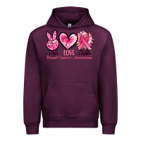 Mauve Wine Peace love cure Breast Cancer Awareness Urban Hoodie - FaDigitalArtStudio