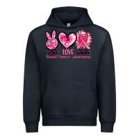 Navy Peace love cure Breast Cancer Awareness Urban Hoodie - FaDigitalArtStudio
