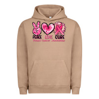 Pigment Burro Peace love cure Breast Cancer Awareness Urban Hoodie - FaDigitalArtStudio